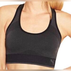 Puma Grey/Black Racerback Sports Bra for Active Comfort